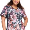 Cherokee Clearance Women's Knit Panel Blooming Cheetah Print Scrub Top 2 Cherokee Clearance Women's Knit Panel Blooming Cheetah Print Scrub Top -Silverts-shop 1 ck ck636 printclearancebmc 650
