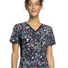 Cherokee Clearance Women's Knit Panel Breezy Buds Print Scrub Top 2 Cherokee Clearance Women's Knit Panel Breezy Buds Print Scrub Top -Silverts-shop 1 ck ck636 printclearancebyb 650