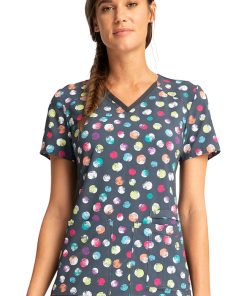 Cherokee Clearance Women's Playful Dots Print Scrub Top
