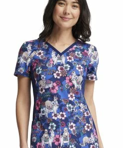 Cherokee Women's Happy Pals Print Scrub Top