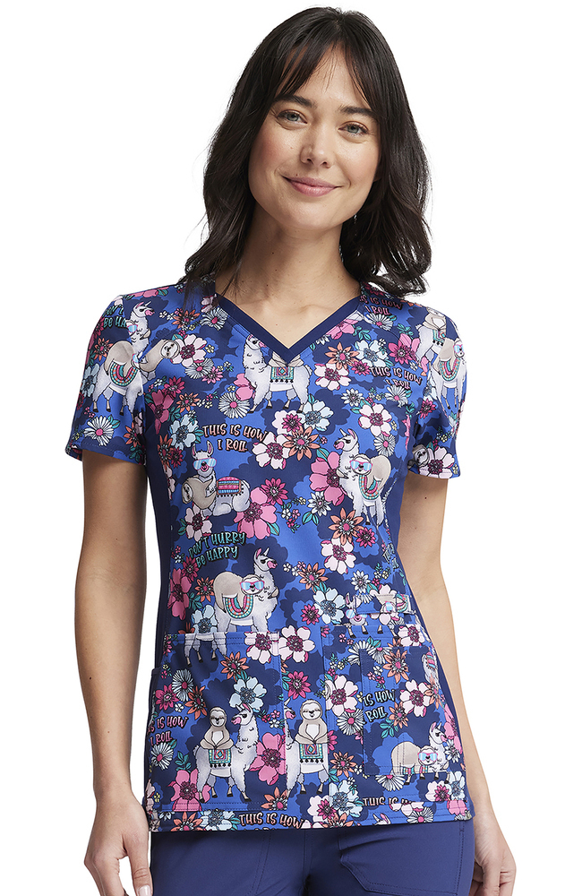Women's Happy Pals Print Scrub Top Cherokee Women's Happy Pals Print Scrub Top -Silverts-shop 1 ck ck636 printhyp 650