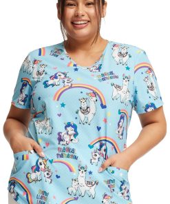 Cherokee Women's Rainbow Mamas Print Scrub Top