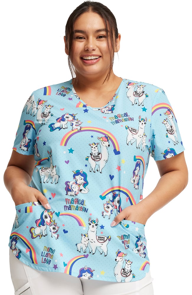 Women's Rainbow Mamas Print Scrub Top Cherokee Women's Rainbow Mamas Print Scrub Top -Silverts-shop 1 ck ck637 printrbm 650