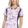Cherokee Clearance Women's Knit Panel Soft Safari Print Scrub Top 1 Cherokee Clearance Women's Knit Panel Soft Safari Print Scrub Top -Silverts-shop 1 ck ck641 printclearancestf 650