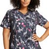 Cherokee Women's Giraffe-Ter My Love Print Scrub Top 2 Cherokee Women's Giraffe-Ter My Love Print Scrub Top -Silverts-shop 1 ck ck641 printgfm 650
