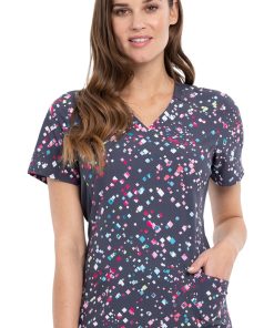 Cherokee Clearance Women's Speckled Spots Print Scrub Top