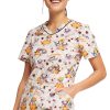 Cherokee Women's Pugkin Spice Season Print Scrub Top -Silverts-shop 1 ck ck646 printpgs 650