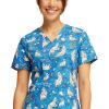 Cherokee Women's Care Like No Otter Print Scrub Top