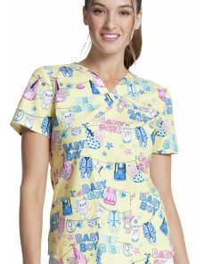 Cherokee Clearance Women's Hey Baby Print Scrub Top
