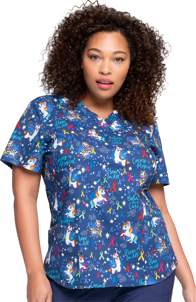 Clearance Women's Magical Care Print Scrub Top Cherokee Clearance Women's Magical Care Print Scrub Top -Silverts-shop 1 ck ck652 printclearancemlc 650