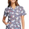 Cherokee Women's Toothicorn Magic Print Scrub Top -Silverts-shop 1 ck ck652 printtcm 650