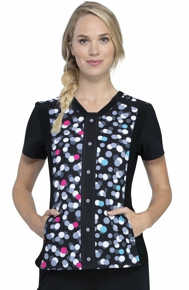 Cherokee Clearance Women's Two Times The Fun Print Scrub Top