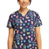 Cherokee Women's Coffee And My Dog Print Scrub Top -Silverts-shop 1 ck ck662 printogc 650