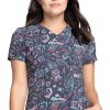 Cherokee Clearance Women's Tuckable Smart Stuff Print Scrub Top -Silverts-shop 1 ck ck664 printclearancestf 650