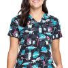 Cherokee Clearance Women's I'm A Dentisaurus Print Scrub Top -Silverts-shop 1 ck ck671 printclearanceidt 650