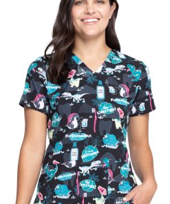 Cherokee Clearance Women's I'm A Dentisaurus Print Scrub Top