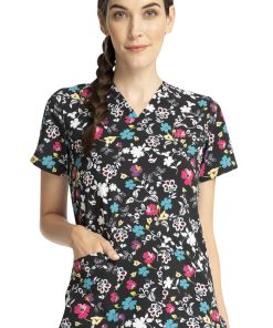 Cherokee Clearance Women's Scroll For It Print Scrub Top