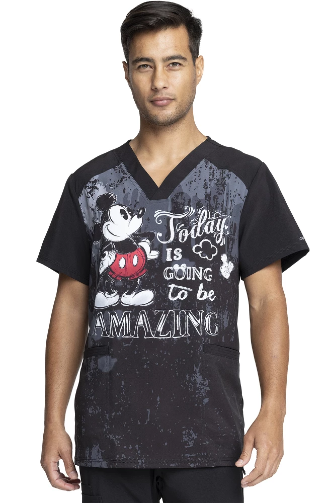 Cherokee Clearance Men's Today Is Amazing Print Scrub Top