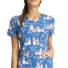 Cherokee Clearance Women's Alpaca Picnic Print Scrub Top -Silverts-shop 1 ck ck678 printclearanceapp 650