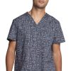Cherokee Clearance Men's Instrumental Helpers Print Scrub Top -Silverts-shop 1 ck ck691 printclearanceith 650