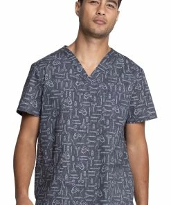 Cherokee Clearance Men's Instrumental Helpers Print Scrub Top
