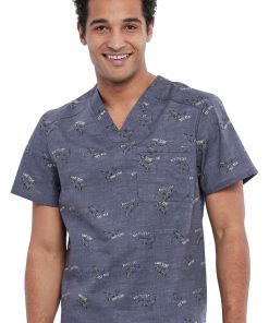 Cherokee Clearance Men's Rawrsome Print Scrub Top
