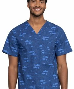 Cherokee Clearance Men's Stay In School Print Scrub Top