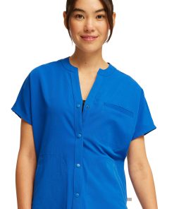 Cherokee Clearance Women's Mandarin Collar Snap Front Scrub Top