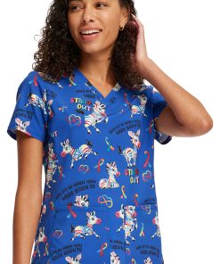 Cherokee Women's Born To Stand Out Print Scrub Top