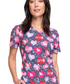Cherokee Clearance Women's Dog Is Love Print Scrub Top