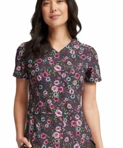 Cherokee Women's Romantic Garden Print Scrub Top
