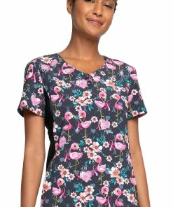 Cherokee Clearance Women's Let's Flock Together Print Scrub Top