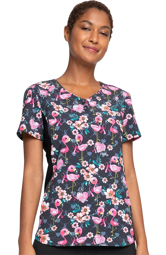 Cherokee Clearance Women's Let's Flock Together Print Scrub Top