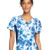 Cherokee Clearance Women's Tranquil Tie Dye Print Scrub Top -Silverts-shop 1 ck ck732 printclearancetqt 650