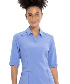 Cherokee Women's Polo Collar Solid Scrub Top