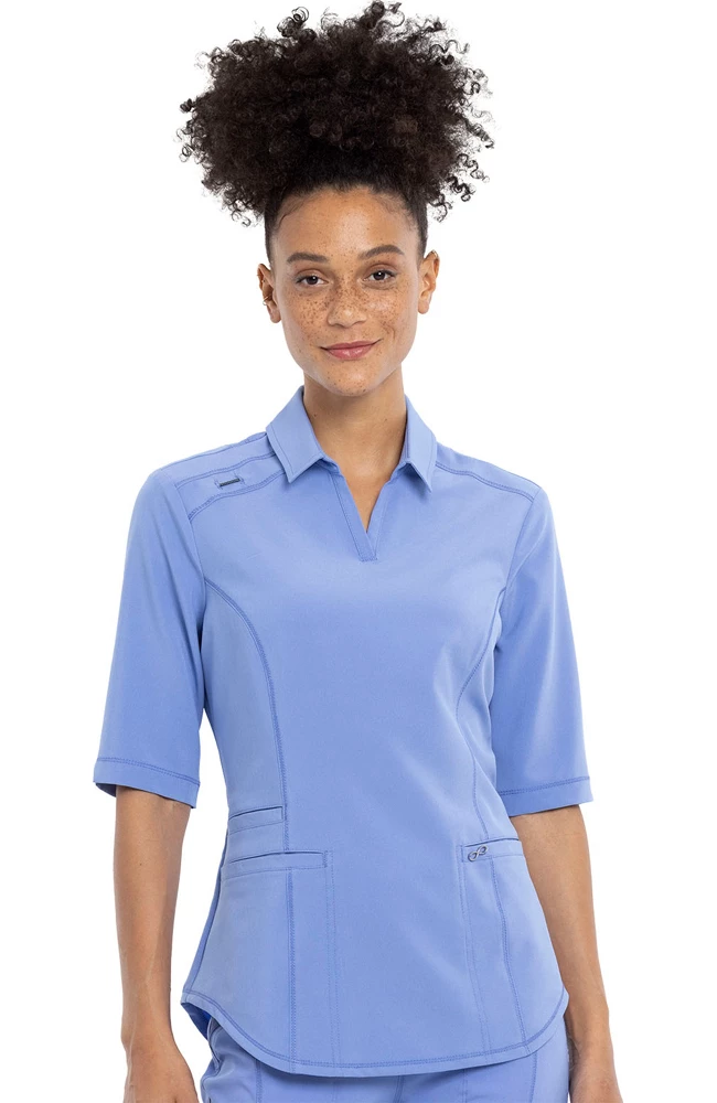 Cherokee Women's Polo Collar Solid Scrub Top