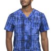 Cherokee Clearance Men's Plaid Tie Dye Print Scrub Top 1 Cherokee Clearance Men's Plaid Tie Dye Print Scrub Top -Silverts-shop 1 ck ck902 printclearanceplt 650