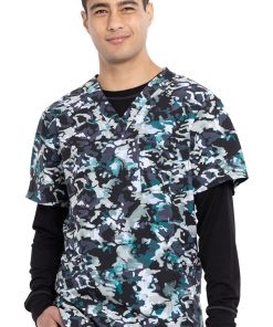 Cherokee Clearance Men's Cool Down Camo Print Scrub Top