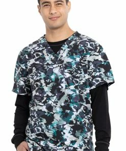 Cherokee Clearance Men's Cool Down Camo Print Scrub Top
