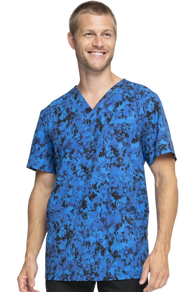 Cherokee Clearance Men's Paint That Grand Print Scrub Top