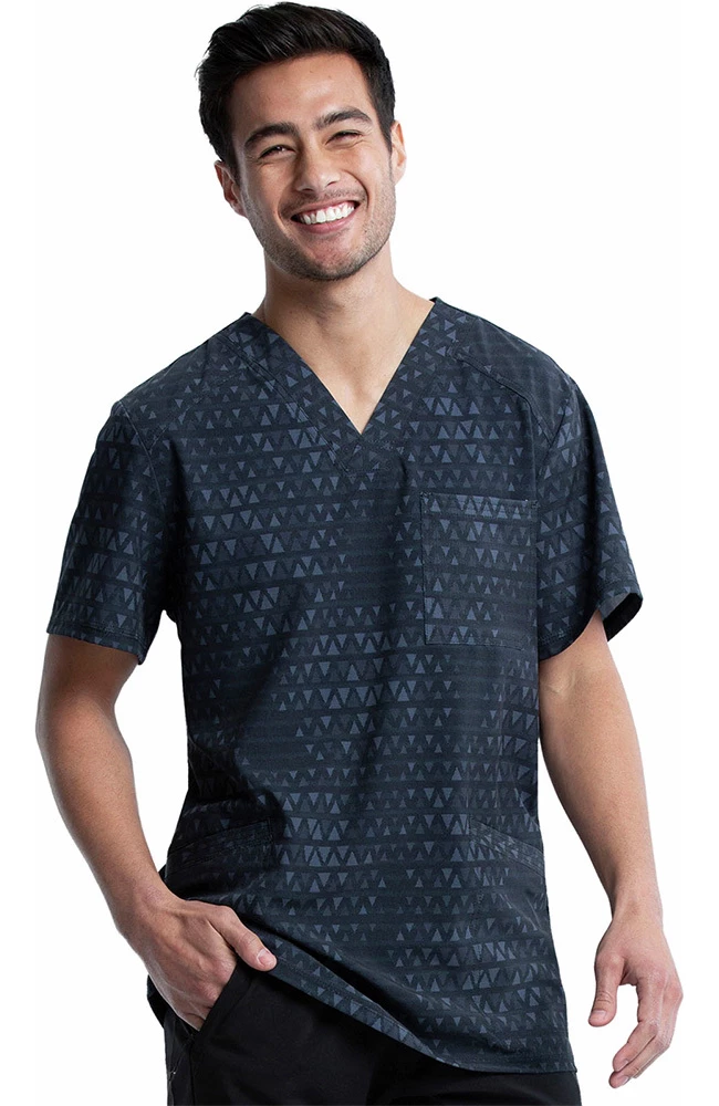 Cherokee Clearance Men's Tri It Out Print Scrub Top