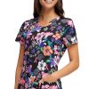 Heartsoul Women's Hopeful Blooms Print Scrub Top -Silverts-shop 1 ck hs614 printhfb 650