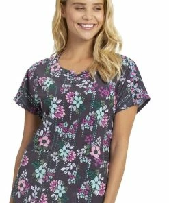 Heartsoul Clearance Women's Midnight Garden Party Print Scrub Top