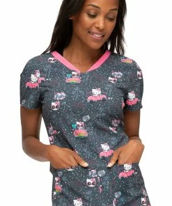 Heartsoul Clearance Women's Kawaii Vacation Print Scrub Top