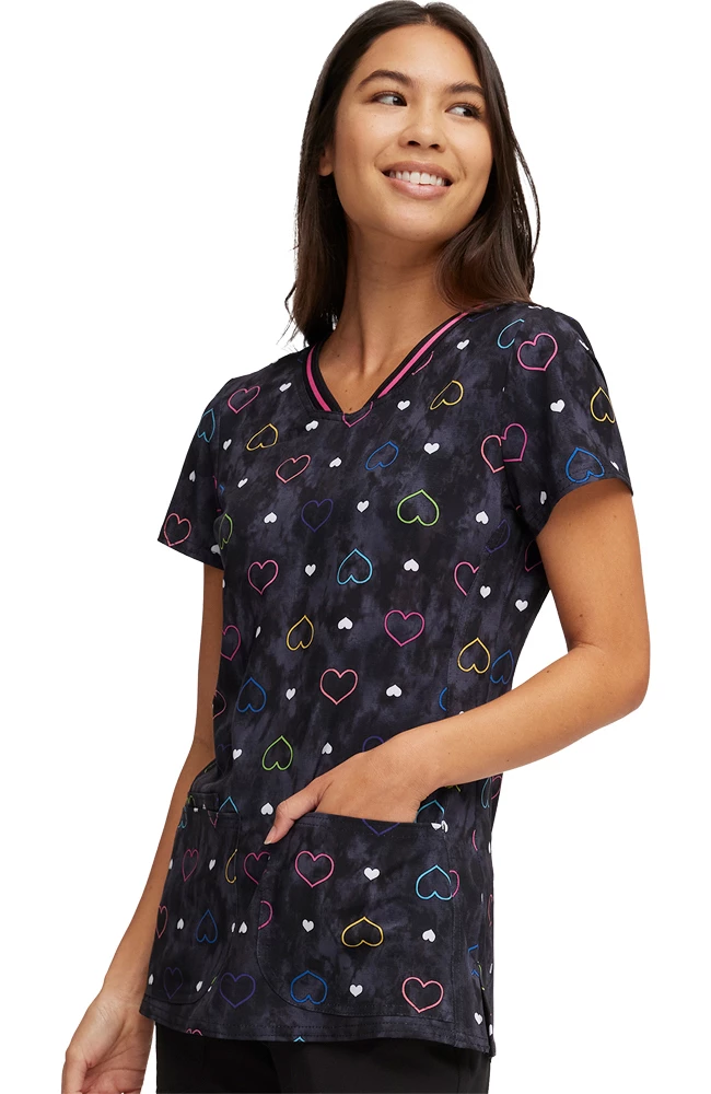Heartsoul Women's Lovin Vibes Print Scrub Top
