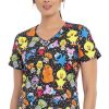 Cherokee Clearance Women's Mini Sesame Print Scrub Top -Silverts-shop 1 ck tf614 printclearancewms 650