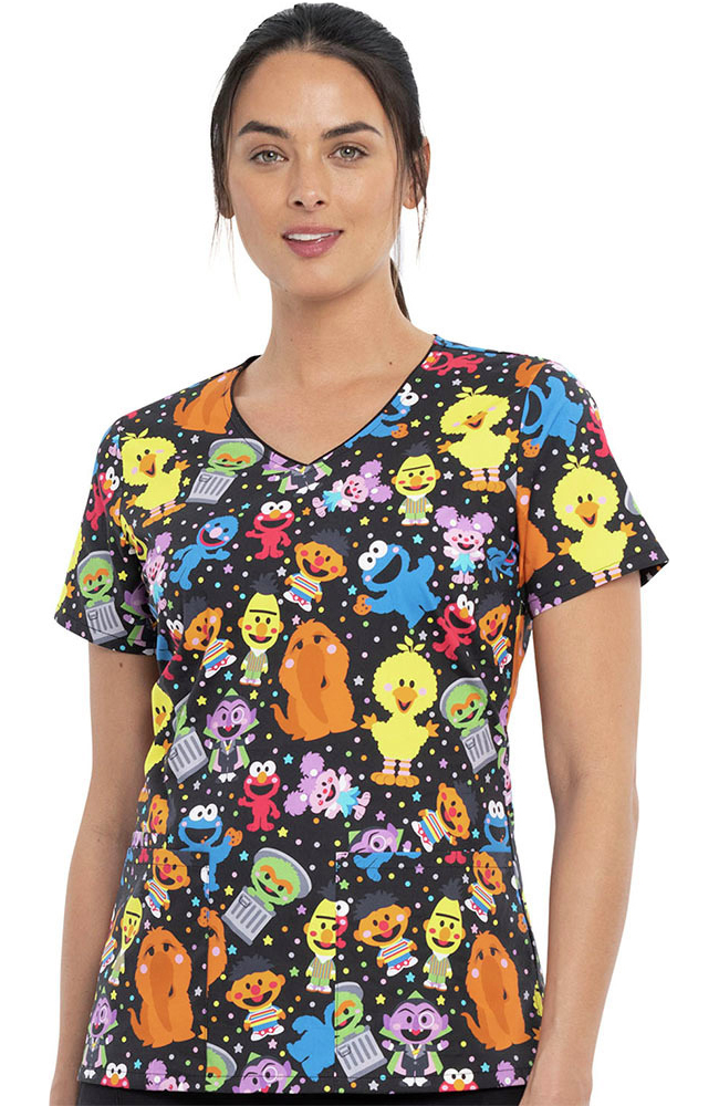 Clearance Women's Mini Sesame Print Scrub Top Cherokee Clearance Women's Mini Sesame Print Scrub Top -Silverts-shop 1 ck tf614 printclearancewms 650