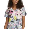 Cherokee Women's Many Minnie Flowers Print Scrub Top -Silverts-shop 1 ck tf614 printmnn 650