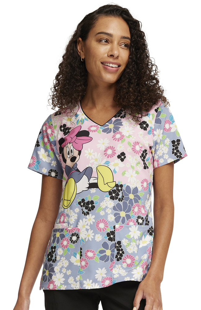 Women's Many Minnie Flowers Print Scrub Top Cherokee Women's Many Minnie Flowers Print Scrub Top -Silverts-shop 1 ck tf614 printmnn 650