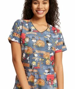 Cherokee Women's Grateful Snoopy Print Scrub Top